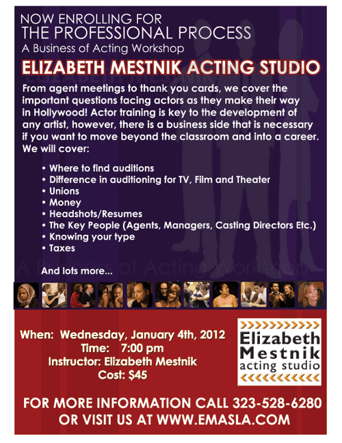 Business Workshop Flyer | Elizabeth Mestnik Acting Studio